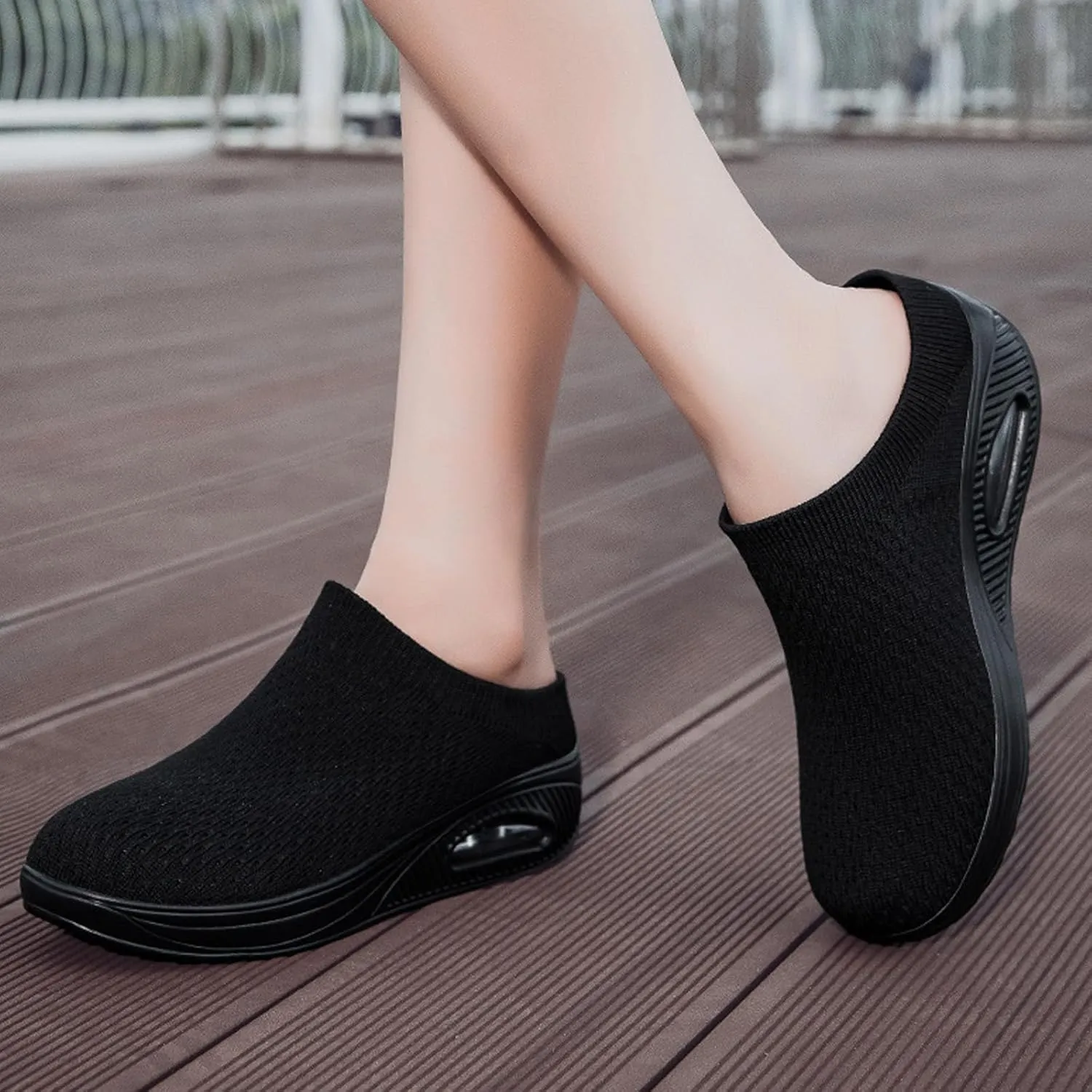 Mesh Platform Orthopedic Mules Clogs with Air Cushion for Women Lightweight Breathable Summer Anti-Skid Slip On Arch Support Wedge Outdoor Sport Walking Slippers for Daily Work