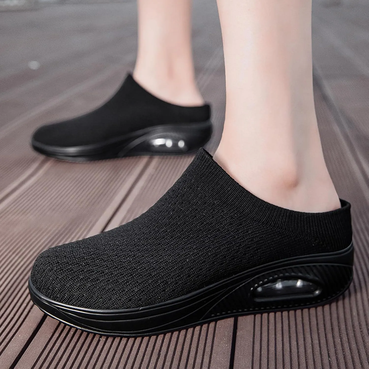Mesh Platform Orthopedic Mules Clogs with Air Cushion for Women Lightweight Breathable Summer Anti-Skid Slip On Arch Support Wedge Outdoor Sport Walking Slippers for Daily Work