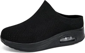 Mesh Platform Orthopedic Mules Clogs with Air Cushion for Women Lightweight Breathable Summer Anti-Skid Slip On Arch Support Wedge Outdoor Sport Walking Slippers for Daily Work