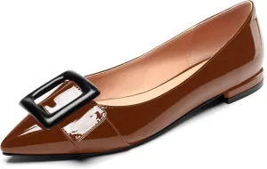 Mettesally Women's Pointed Toe Ballet Flat Shoes Cap Toe Classic Ballet Flats Walking Shoes Casual Formal Slip-On Flat Dress Shoes