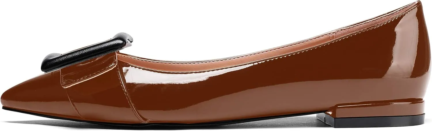 Mettesally Women's Pointed Toe Ballet Flat Shoes Cap Toe Classic Ballet Flats Walking Shoes Casual Formal Slip-On Flat Dress Shoes