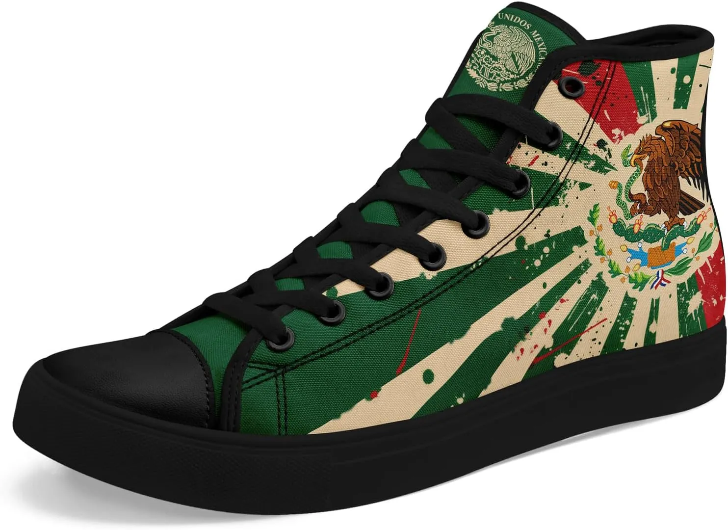 Mexico Flag High-Top Canvas Shoes for Men Women Unisex Stylish Breathable Skull Sneakers Gift Fashion Flat Footwear