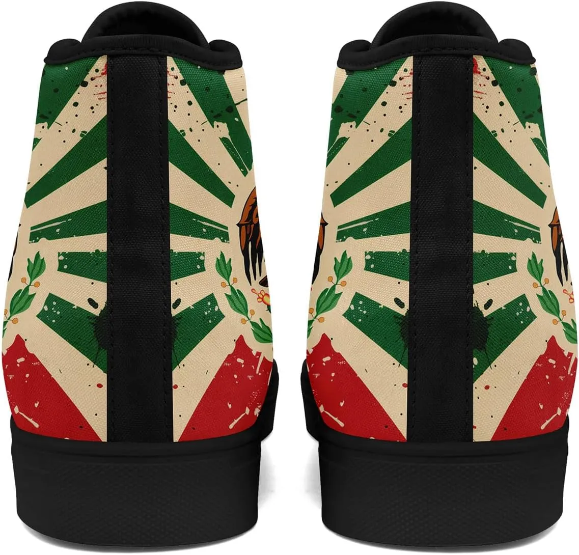 Mexico Flag High-Top Canvas Shoes for Men Women Unisex Stylish Breathable Skull Sneakers Gift Fashion Flat Footwear