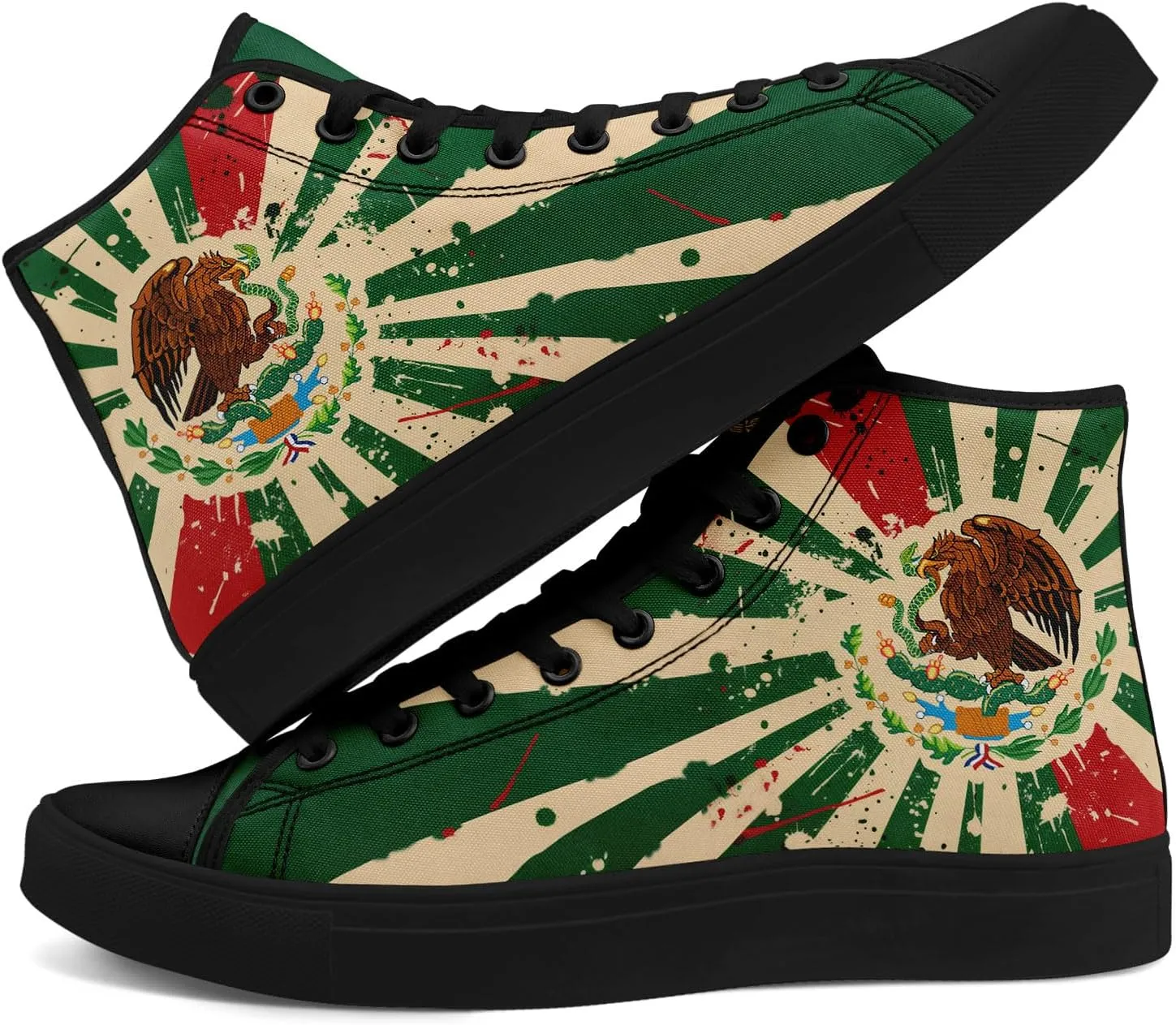 Mexico Flag High-Top Canvas Shoes for Men Women Unisex Stylish Breathable Skull Sneakers Gift Fashion Flat Footwear