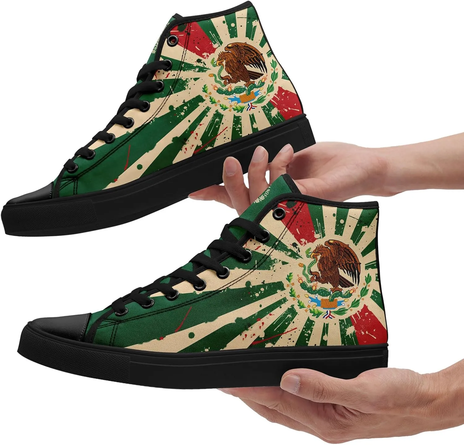 Mexico Flag High-Top Canvas Shoes for Men Women Unisex Stylish Breathable Skull Sneakers Gift Fashion Flat Footwear