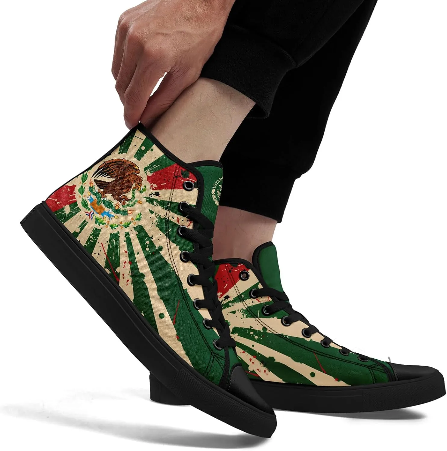 Mexico Flag High-Top Canvas Shoes for Men Women Unisex Stylish Breathable Skull Sneakers Gift Fashion Flat Footwear