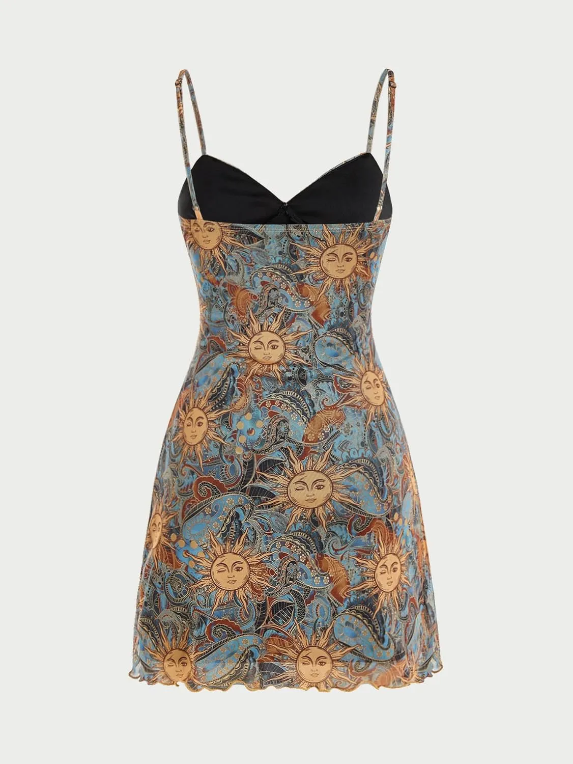Milumia Women's Paisley Print Cami Short Dress Boho Mesh Mini Sun Dresses