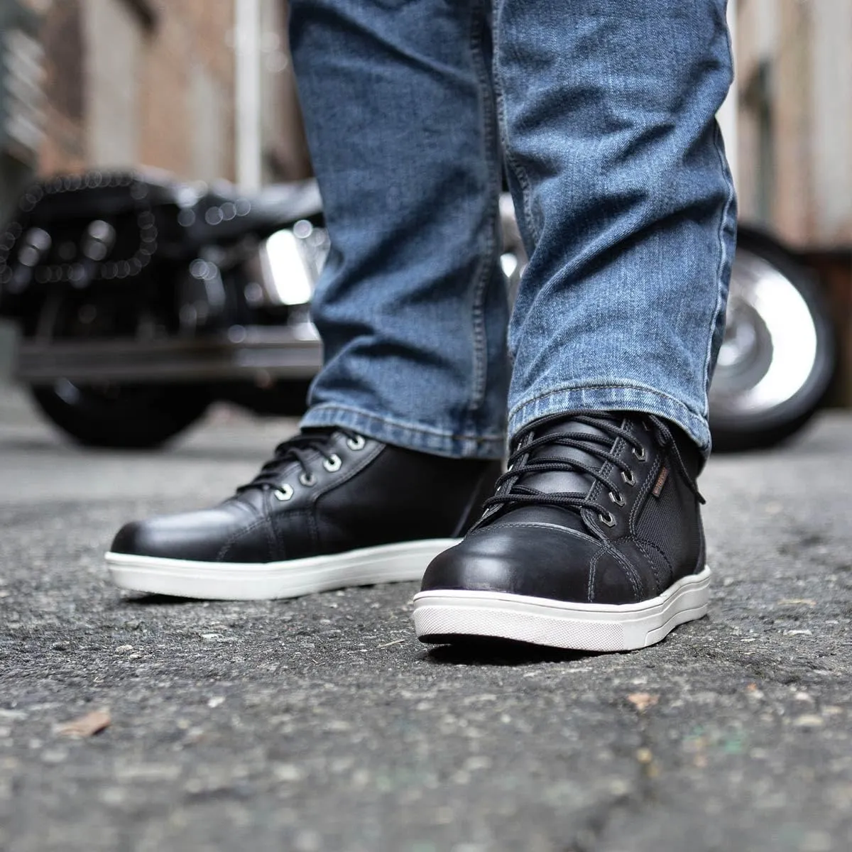 Milwaukee Leather Men's Motorcycle Reinforced Street Biker Casual Riding Shoes Leather Suede Canvas - 10