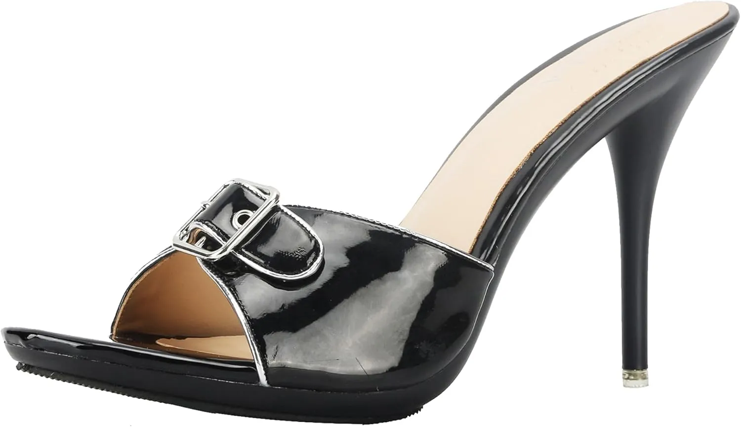 Minishion Women Mule Sandals Heels with Buckle Slip-on Summer Casual Dress Shoes
