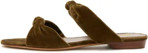 miss left Women Trendy Open Round Toe Two Knotted Straps Mules Comfortable Slip on Summer Casual Flat Sandals Size 4-16 US