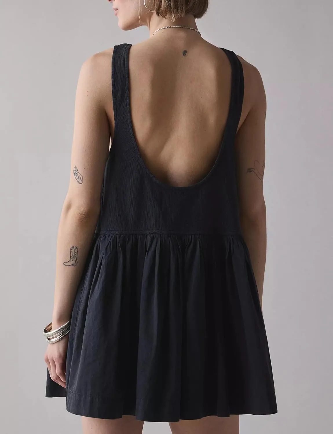 MISSACTIVER Women’s Sleeveless Drop Waist Tank Dress Summer Patchwork Backless Ribbed Knit A-Line Short Dresses Sundress