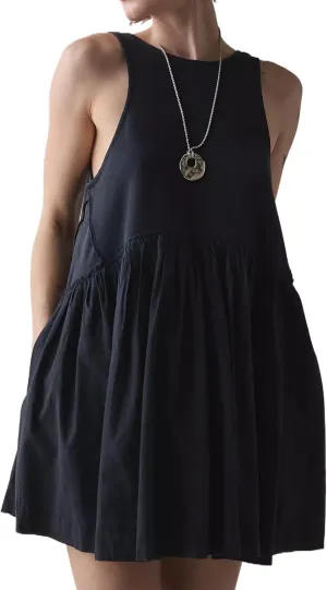MISSACTIVER Women’s Sleeveless Drop Waist Tank Dress Summer Patchwork Backless Ribbed Knit A-Line Short Dresses Sundress