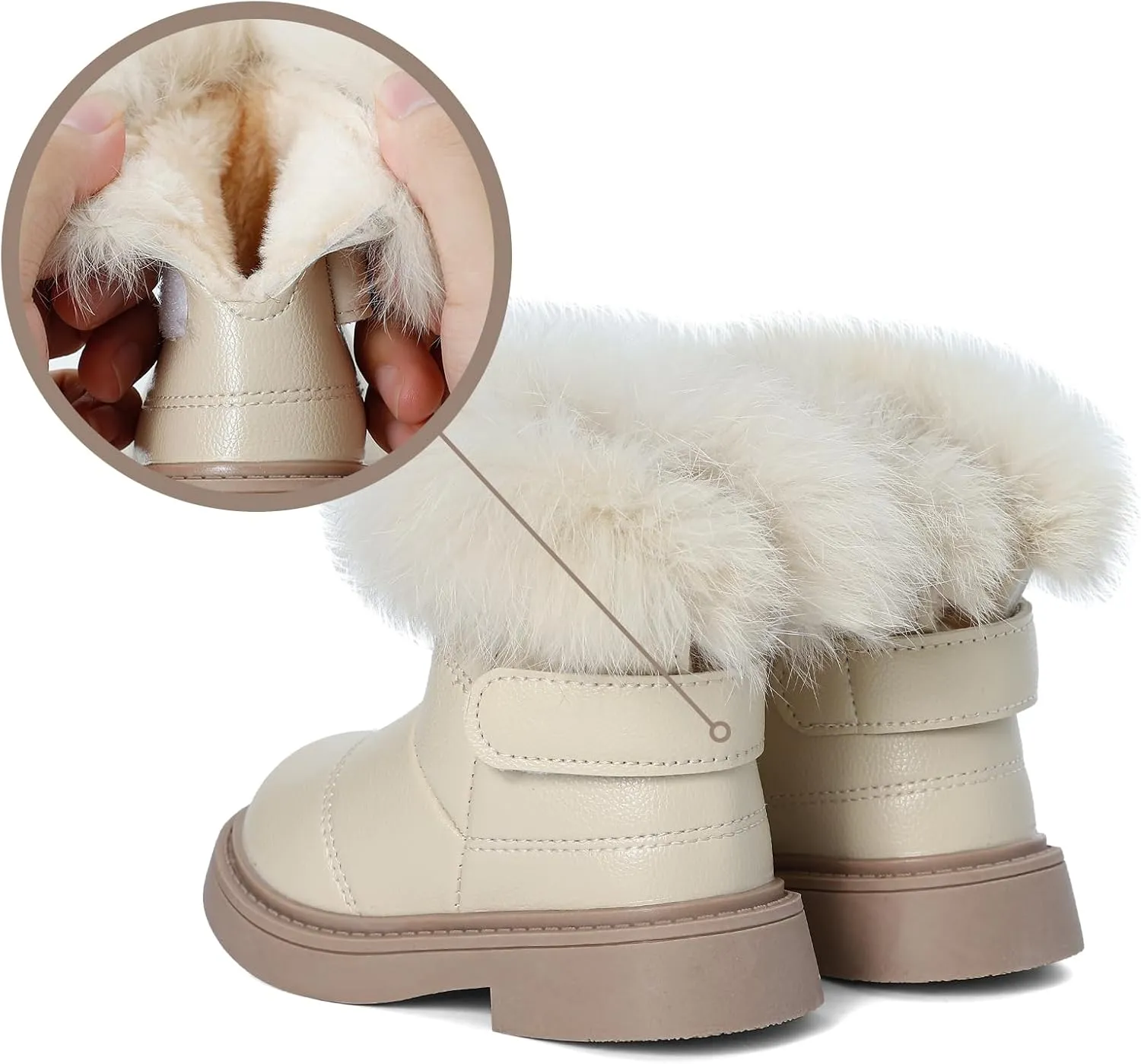 MK MATT KEELY Girl's Snow Boots Warm Fur Lining Non-Slip Ankle Boots Winter PU Leather Waterproof Boots for Toddlers/Little Kid