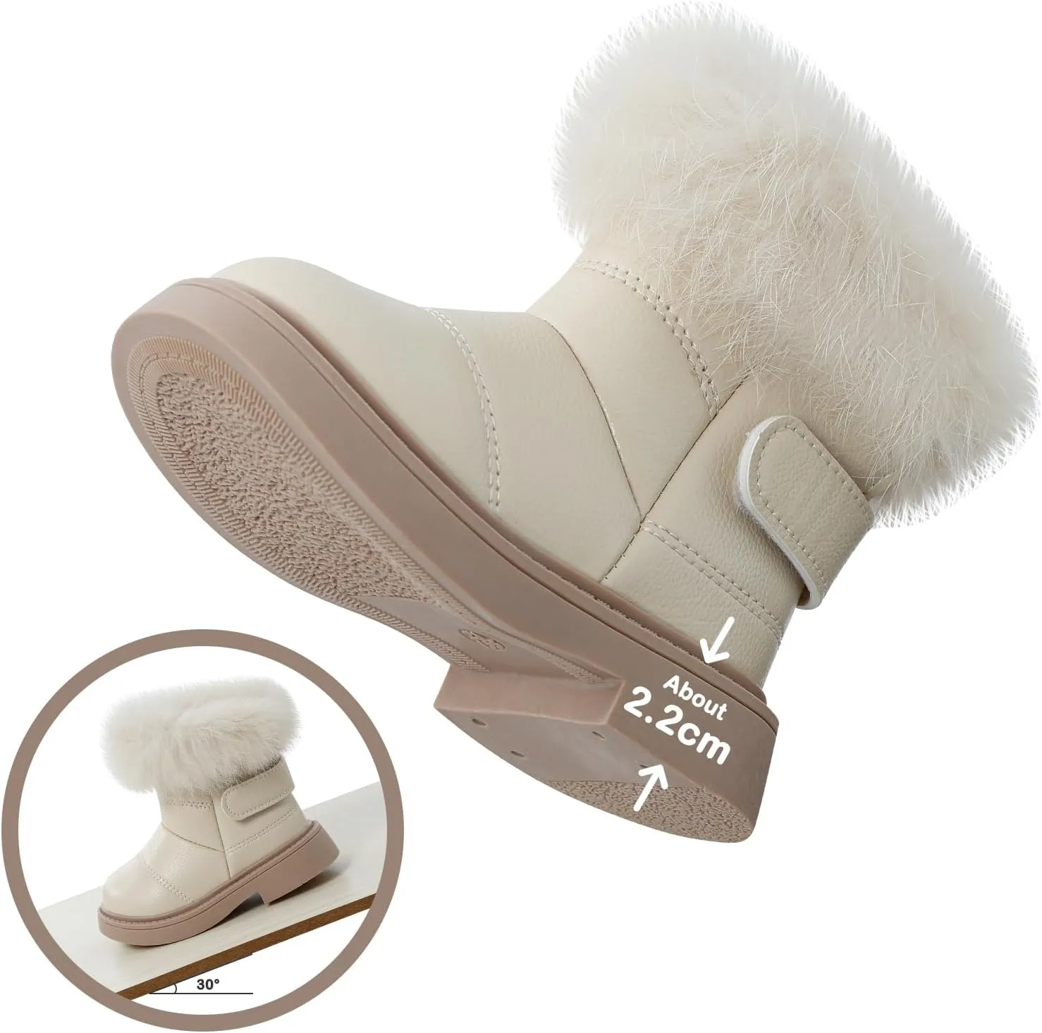 MK MATT KEELY Girl's Snow Boots Warm Fur Lining Non-Slip Ankle Boots Winter PU Leather Waterproof Boots for Toddlers/Little Kid