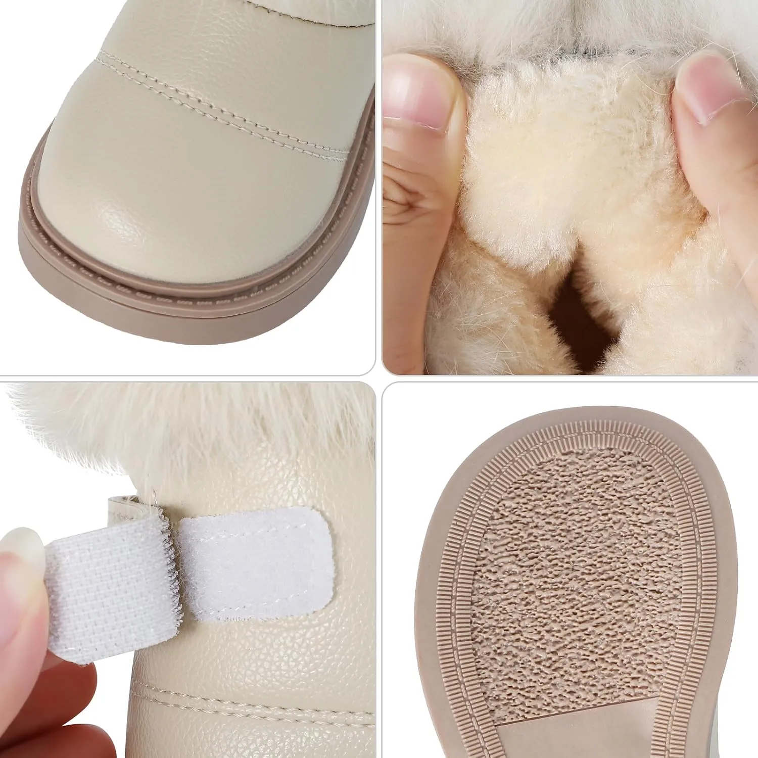 MK MATT KEELY Girl's Snow Boots Warm Fur Lining Non-Slip Ankle Boots Winter PU Leather Waterproof Boots for Toddlers/Little Kid