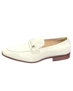 Moc Toe Woven Strap Slip-on Men's Dress Shoes Bone