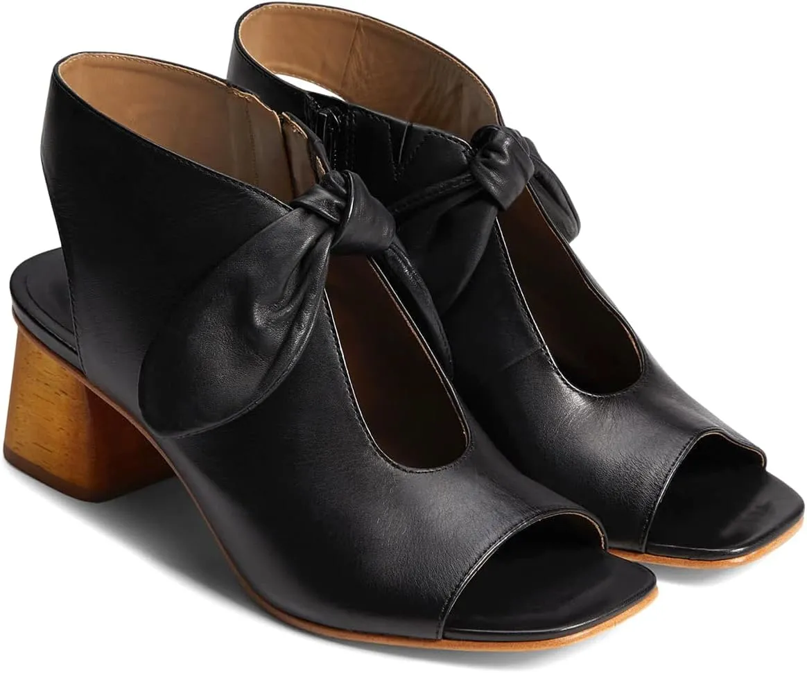 MOOMMO Women Heeled Sandals with Bow Open Toe Low Chunky Block Heel Sandal Booties Cutout 2" Heels Backless Slingback Dress Shoes Peep Toe Back Zipper Suede Sandal Dressy Summer Beach Casual 4-13 M US