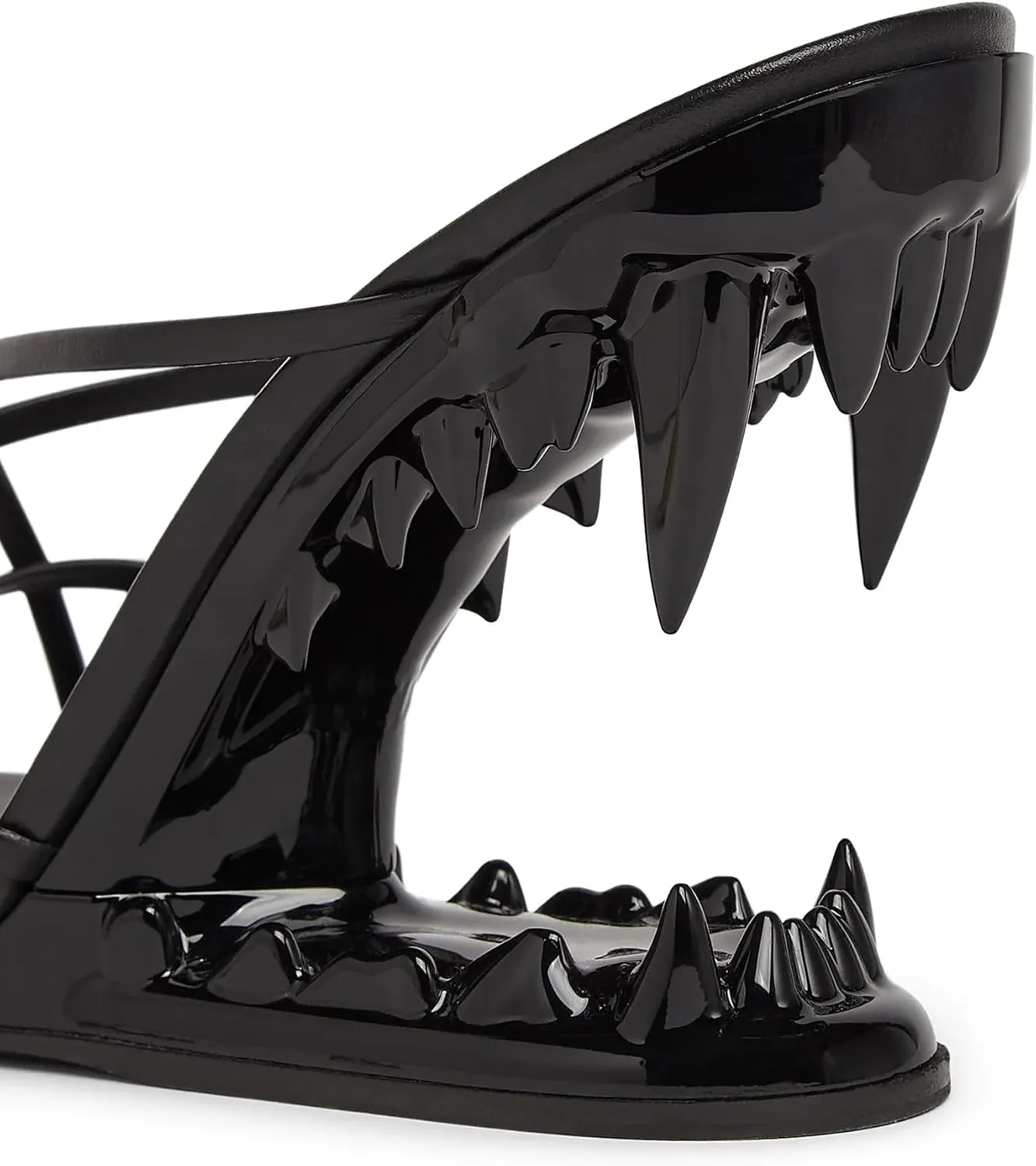 Morso Sandals Metallic Tiger Teeth Heel Sandals Shark Teeth Backless Heels