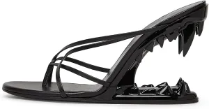 Morso Sandals Metallic Tiger Teeth Heel Sandals Shark Teeth Backless Heels