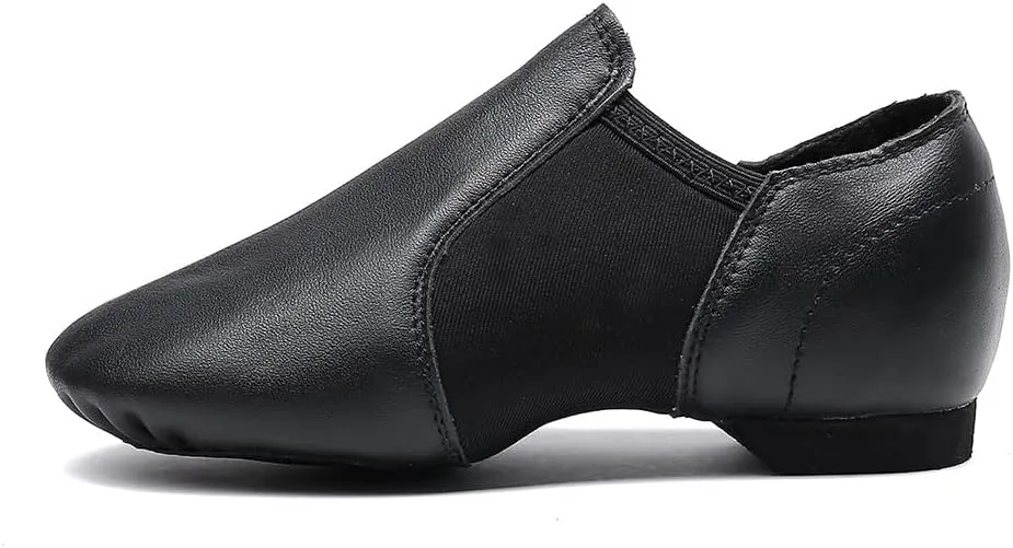 MSMAX Child Slip on Jazz Shoes Leather Dancing Performance Flats