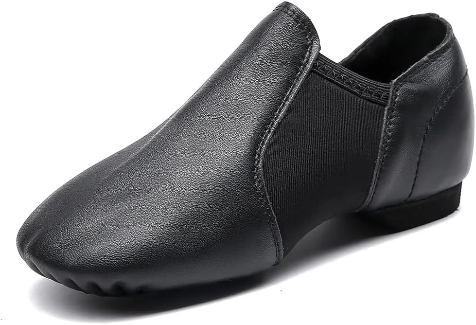MSMAX Child Slip on Jazz Shoes Leather Dancing Performance Flats
