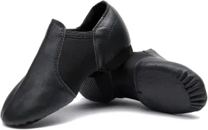 MSMAX Child Slip on Jazz Shoes Leather Dancing Performance Flats