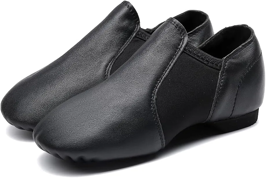 MSMAX Child Slip on Jazz Shoes Leather Dancing Performance Flats