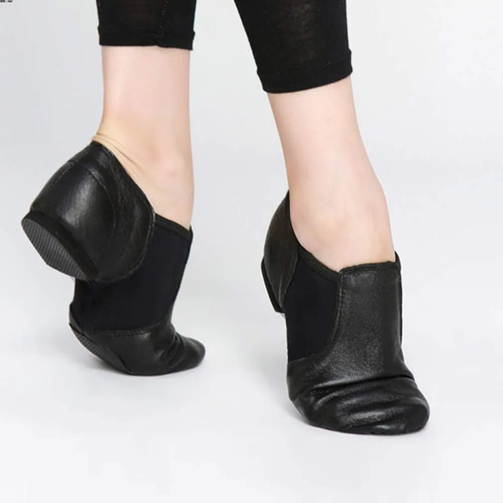 MSMAX Child Slip on Jazz Shoes Leather Dancing Performance Flats