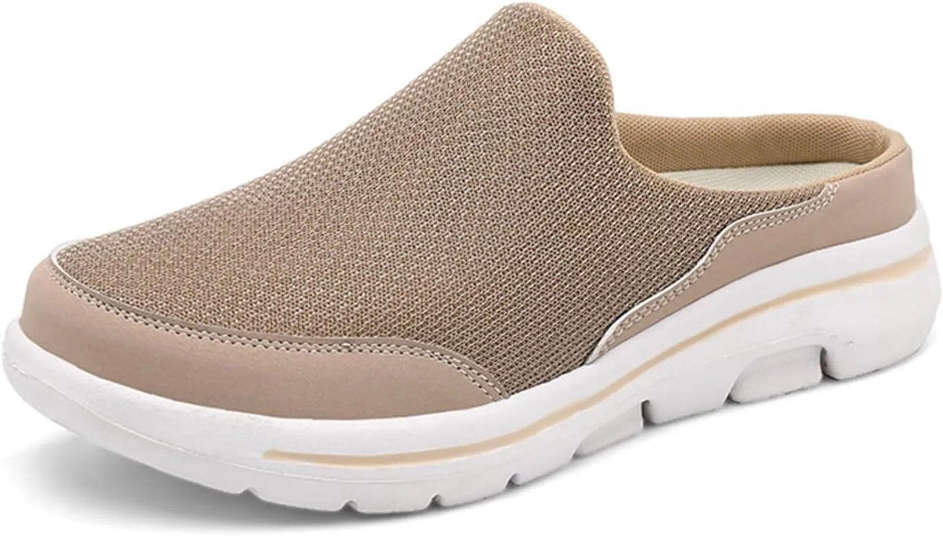 Mules for Women 2025 Slip On Mules & Clogs Light Open Back Shoes Comfort Walking Shoes Breathable Slippers Closed Toe Slides Mesh Air Cushion Orthopedic Diabetic Shoe with Arch-Support