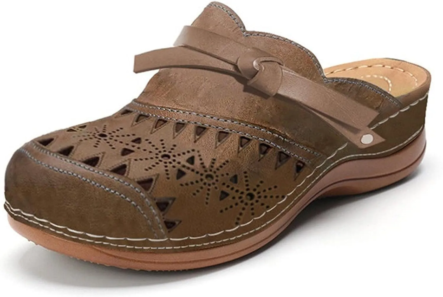 Mules for Women Clogs with Arch Support Slip on Shoes Vintage Closed Toe Snadals Casual Summer Wedge Sandals