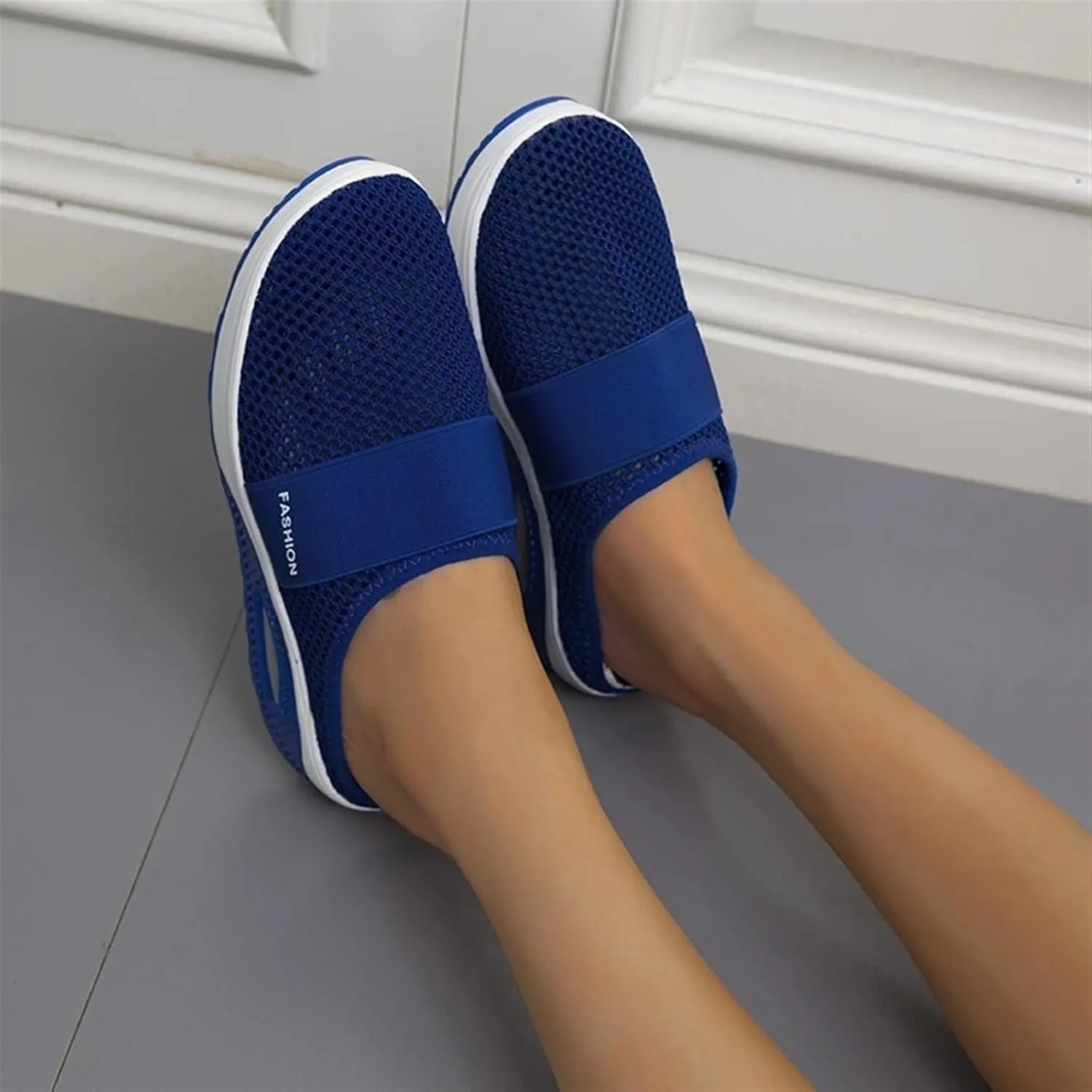 Mules Shoes for Women Backless Walking Sneakers Mesh Air Cushion Orthopedic Diabetic Shoes Backless Breathable Arch Support Sandals Outdoor Slippers Wide Width Clogs