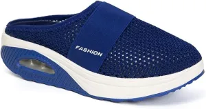 Mules Shoes for Women Backless Walking Sneakers Mesh Air Cushion Orthopedic Diabetic Shoes Backless Breathable Arch Support Sandals Outdoor Slippers Wide Width Clogs