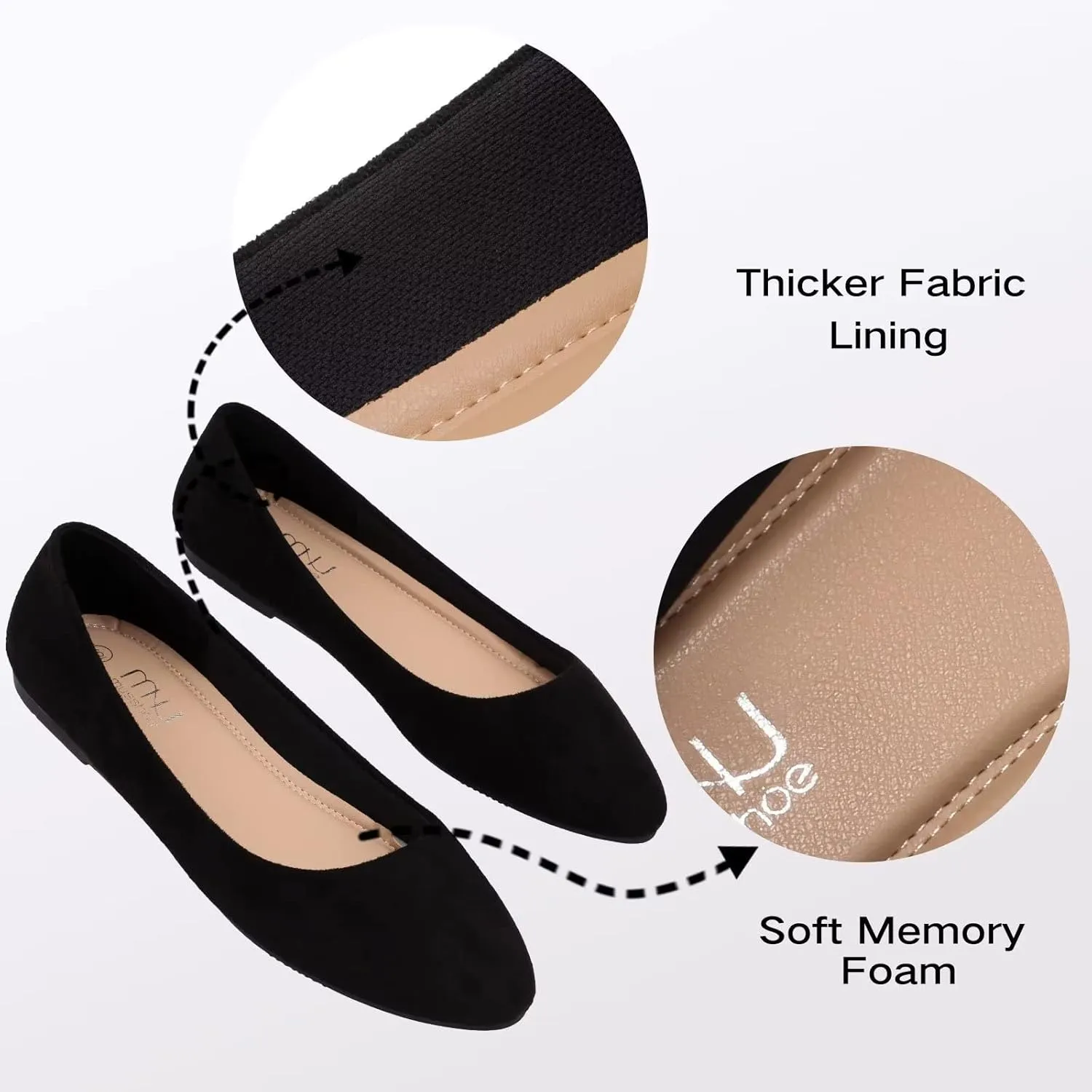 MUSSHOE Flats Shoes Women Pointed Toe Basic Womens Flats
