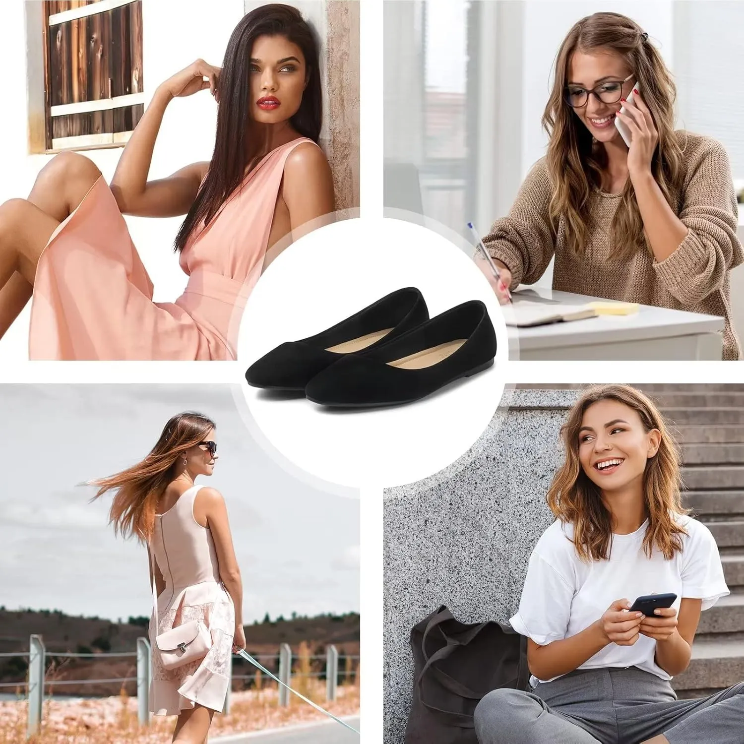 MUSSHOE Flats Shoes Women Pointed Toe Basic Womens Flats