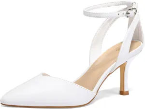 mysoft Women's Pumps Shoes Pointed Toe Kitten Low Heels Stiletto Ankle Strap Closed Toe Wedding Party Dress Sandals