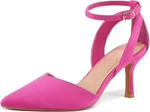 mysoft Women's Pumps Shoes Pointed Toe Kitten Low Heels Stiletto Ankle Strap Closed Toe Wedding Party Dress Sandals