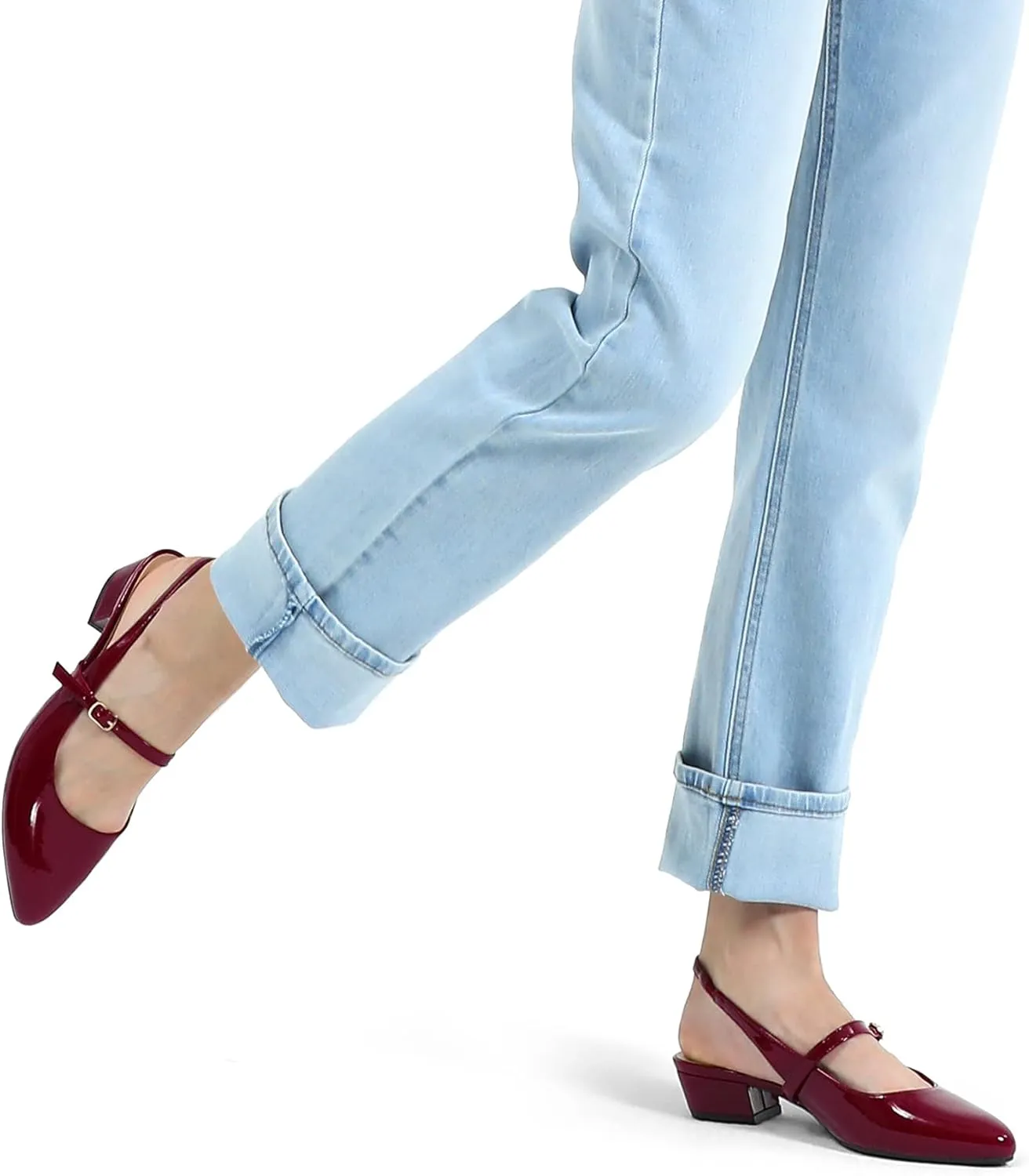 mysoft Women's Slingback Mary Jane Pumps Block Low Heel Adjustable Buckle Dress Shoes