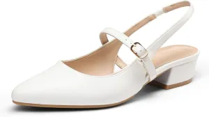 mysoft Women's Slingback Mary Jane Pumps Block Low Heel Adjustable Buckle Dress Shoes