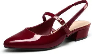 mysoft Women's Slingback Mary Jane Pumps Block Low Heel Adjustable Buckle Dress Shoes
