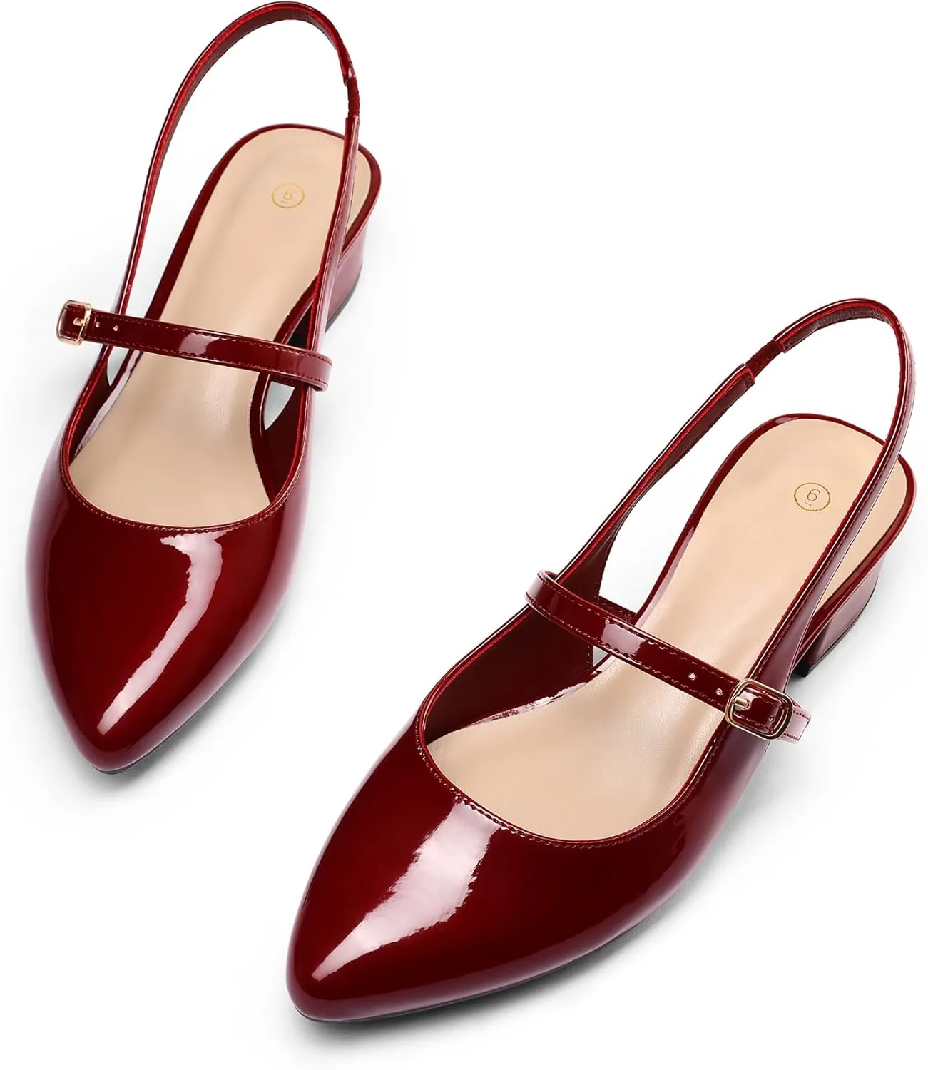 mysoft Women's Slingback Mary Jane Pumps Block Low Heel Adjustable Buckle Dress Shoes