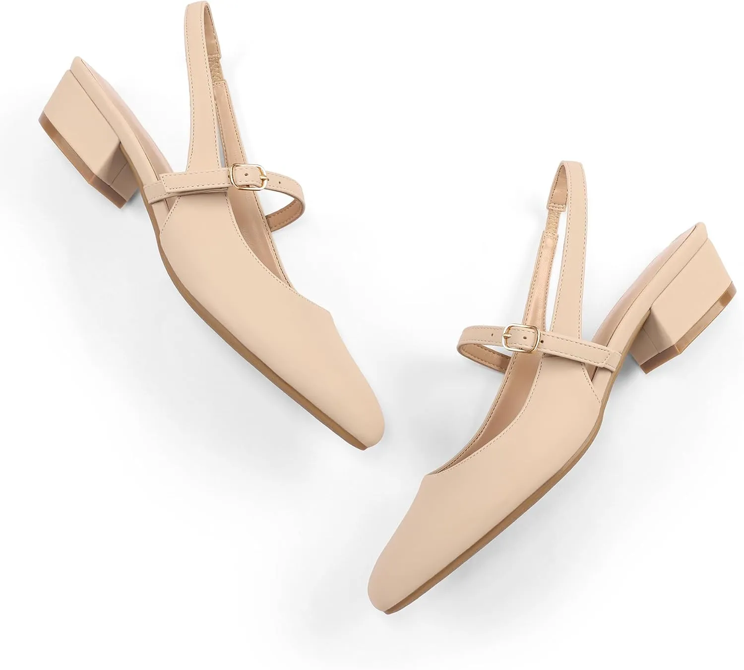 mysoft Women's Slingback Mary Jane Pumps Block Low Heel Adjustable Buckle Dress Shoes