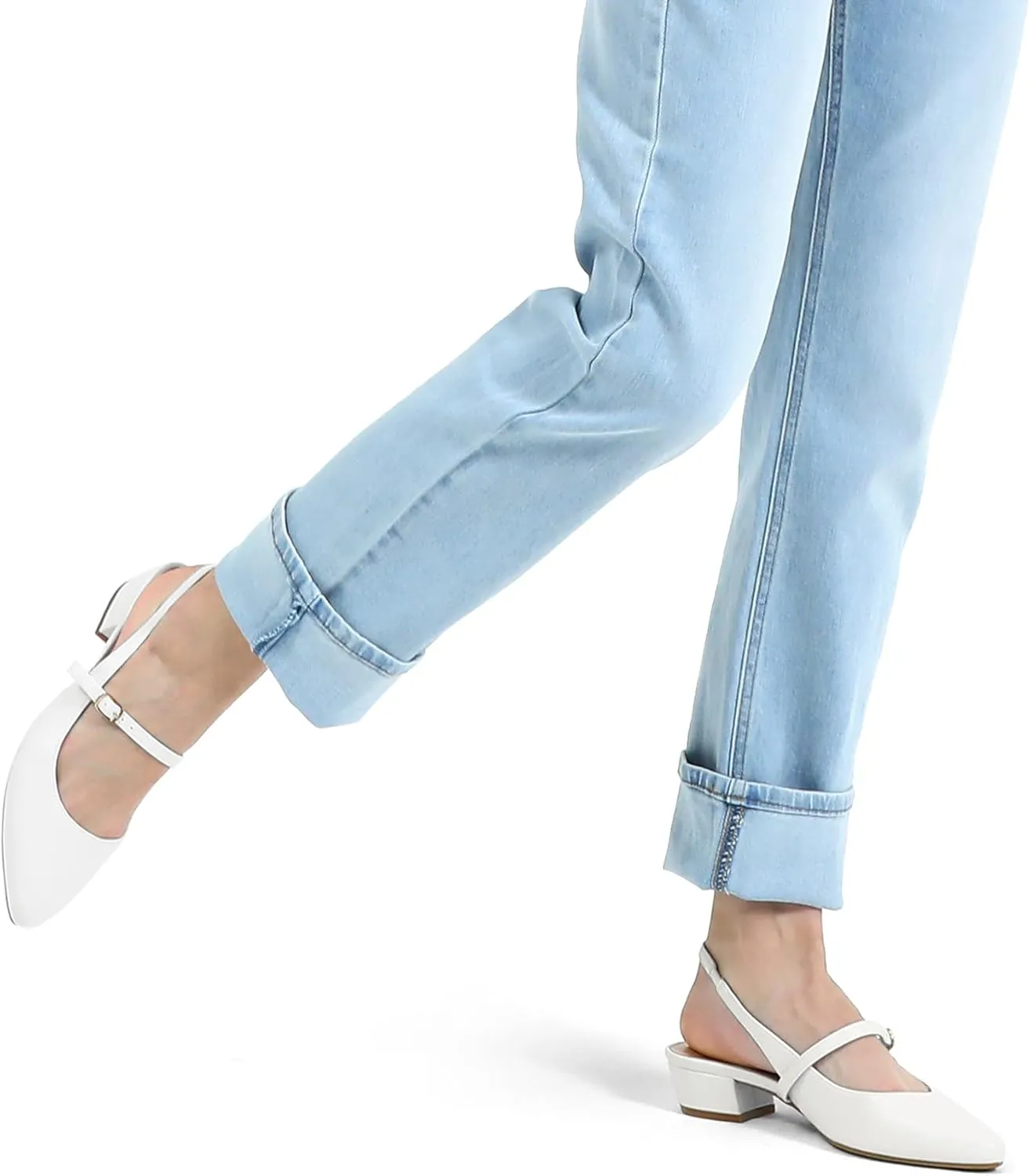 mysoft Women's Slingback Mary Jane Pumps Block Low Heel Adjustable Buckle Dress Shoes