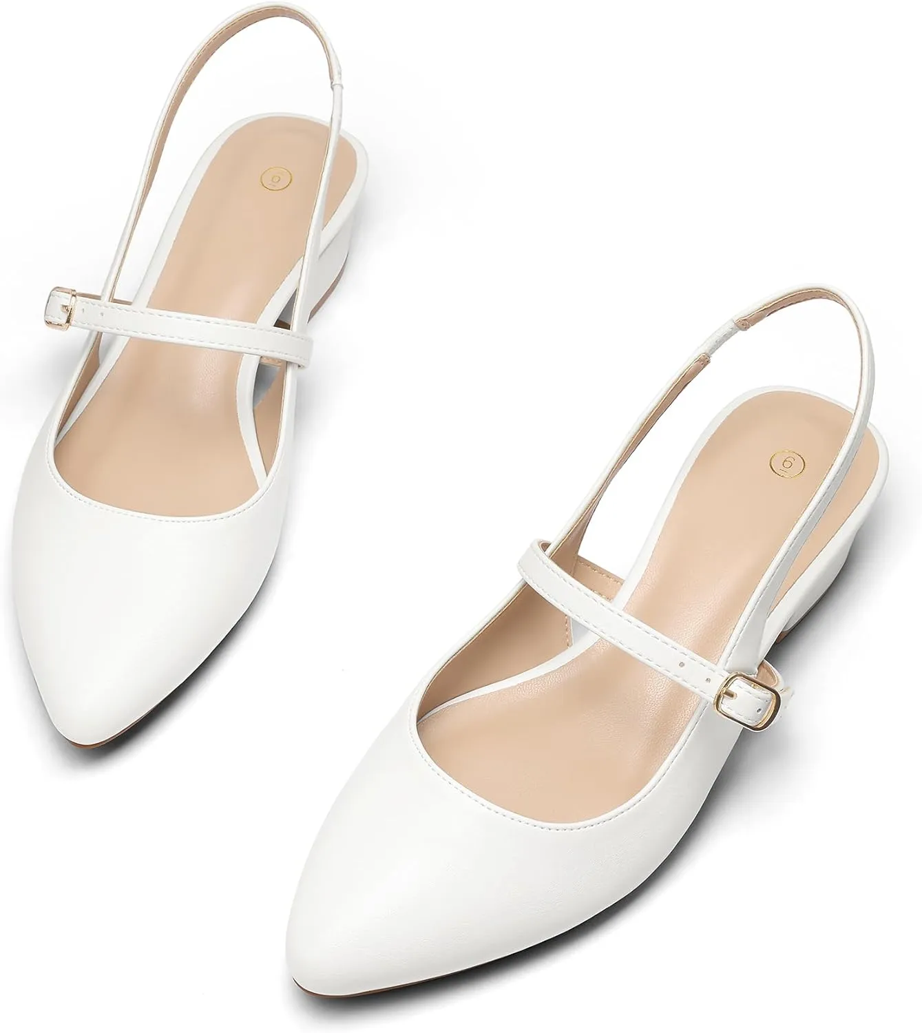 mysoft Women's Slingback Mary Jane Pumps Block Low Heel Adjustable Buckle Dress Shoes