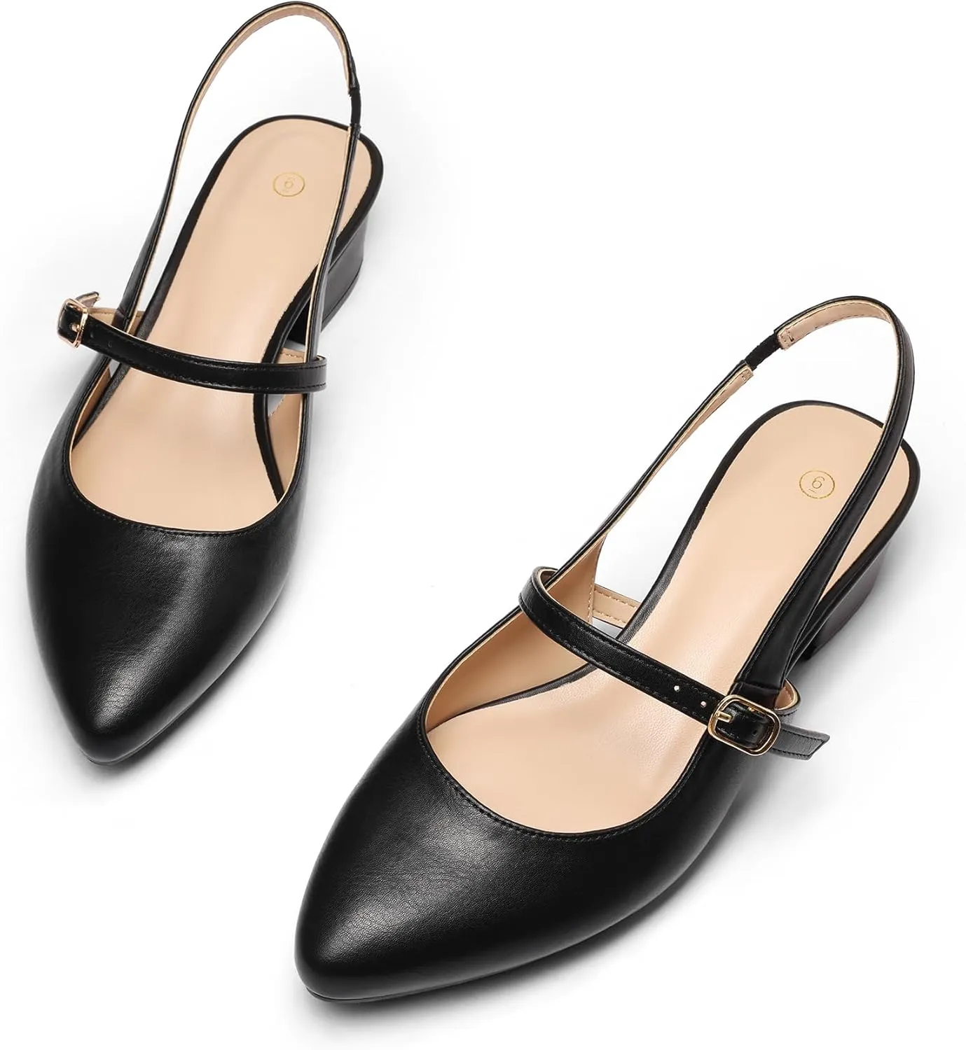 mysoft Women's Slingback Mary Jane Pumps Block Low Heel Adjustable Buckle Dress Shoes
