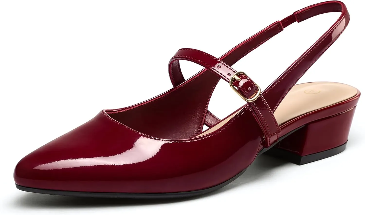 mysoft Women's Slingback Mary Jane Pumps Block Low Heel Adjustable Buckle Dress Shoes