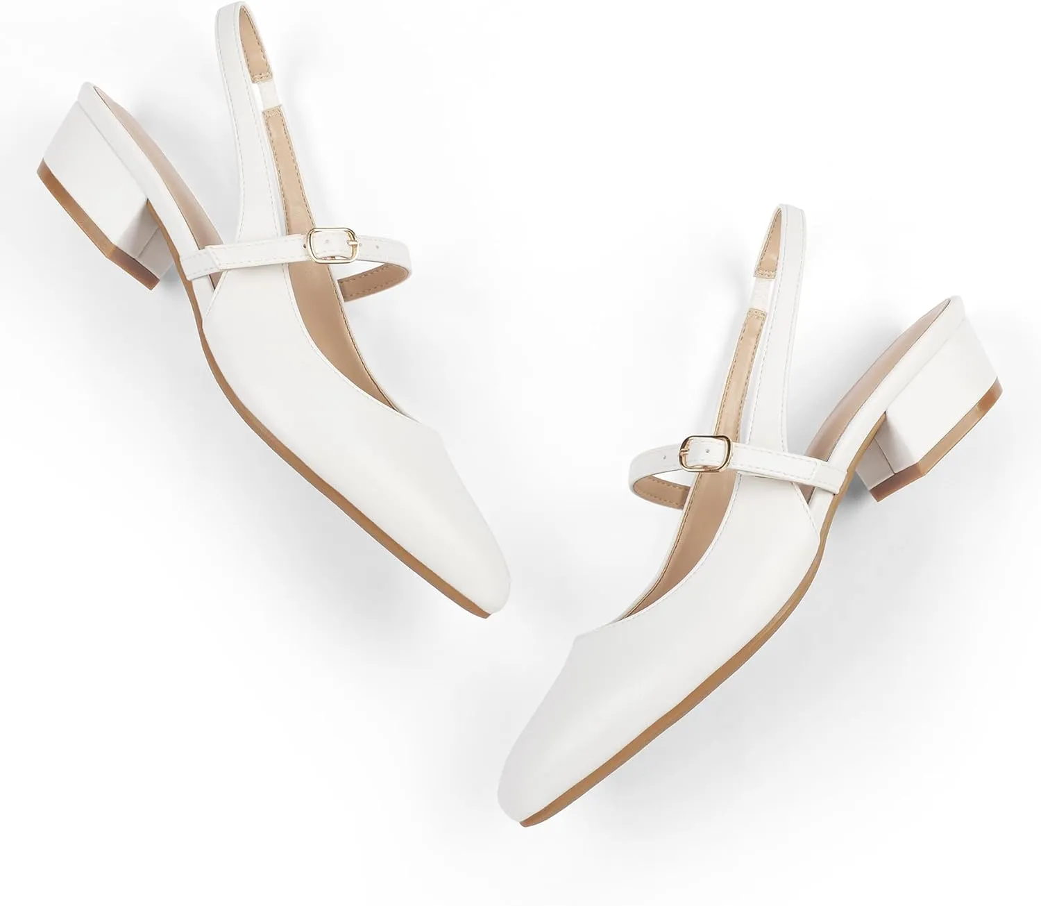 mysoft Women's Slingback Mary Jane Pumps Block Low Heel Adjustable Buckle Dress Shoes