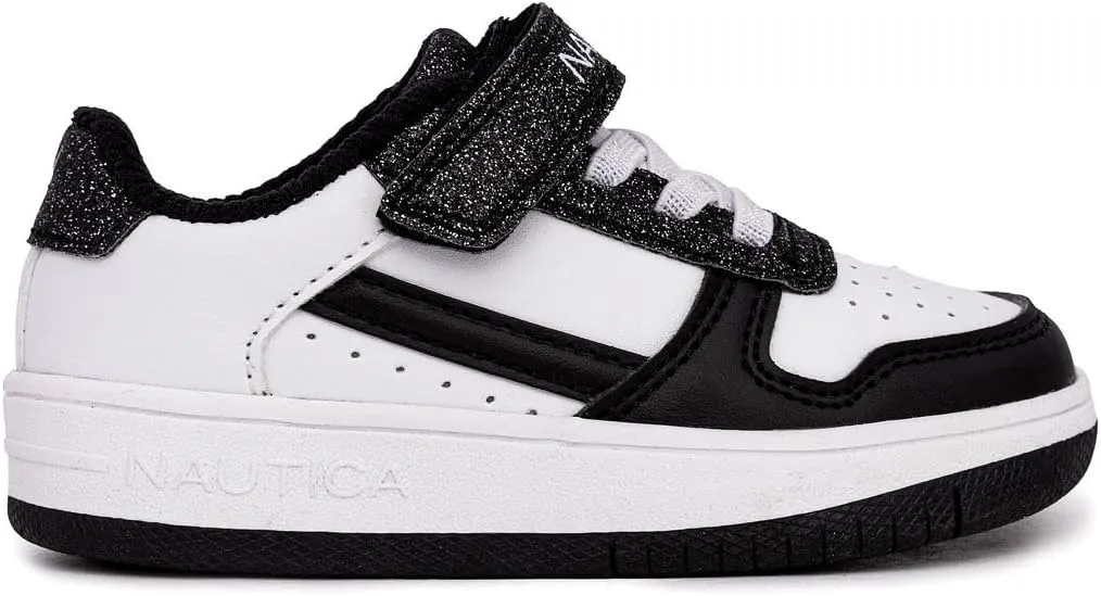 Nautica Kids Girls Sneakers with Adjustable Strap and Bungee Straps | Comfortable Casual Shoes (Toddler/Little Kid)