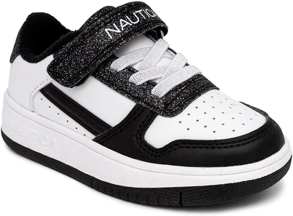 Nautica Kids Girls Sneakers with Adjustable Strap and Bungee Straps | Comfortable Casual Shoes (Toddler/Little Kid)