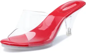 NBUUNBU Silver Clear Heels For Women Dress Shoes Transparent Strap Sexy Stilletos Heels Open Toe High Silver Heeled Sandals Pump Mules