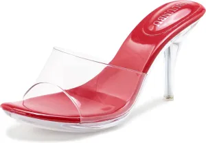 NBUUNBU Silver Clear Heels For Women Dress Shoes Transparent Strap Sexy Stilletos Heels Open Toe High Silver Heeled Sandals Pump Mules